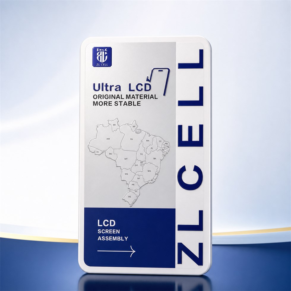 Embalagem ZL Cell Ultra LCD com fundo de estúdio